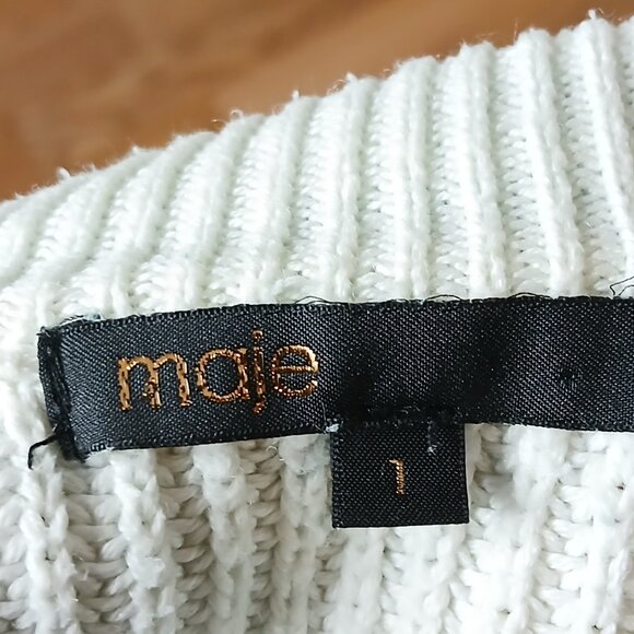 Maje Mariana Chevron Ribbed Wool Blend Knit Pullover Sweater Size Small - Picture 5 of 7